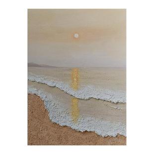 手绘油画【旭日东升】客厅餐厅背景墙装饰画现代玄关抽象肌理挂画