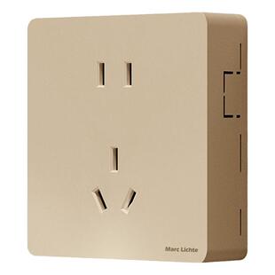 明装一体超薄开关插座面板家用金色电源明线盒一开带五孔单控插座