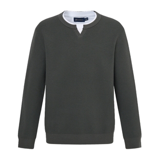 POLOWALK男式针织衫2025秋冬新品圆V亨利领假两件休闲内搭打底衫