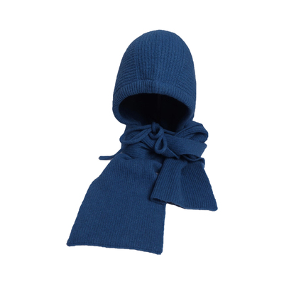 蓝色连帽围巾冬季保暖一体帽