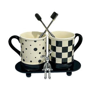 赫本风陶瓷牙刷置物架家用卫生间洗漱杯台面电动牙膏牙具收纳架