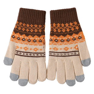 日系羊绒手套触屏保暖加绒加厚秋冬男女防寒骑行羊毛针织手套