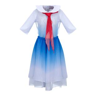 儿童合唱服演出服少儿舞蹈裙女童服飘扬的红领巾舞蹈服儿童舞蹈裙