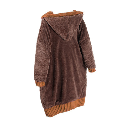 连帽休闲宽松加绒加厚毛衣外套