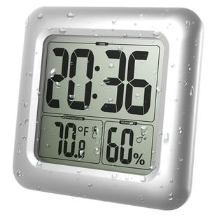 LCD浴室钟方形厨房防水静音家用吸盘钟表冰箱创意座钟电子小挂钟