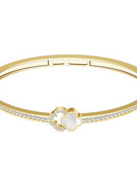 迪士尼四叶草手镯女金色满钻