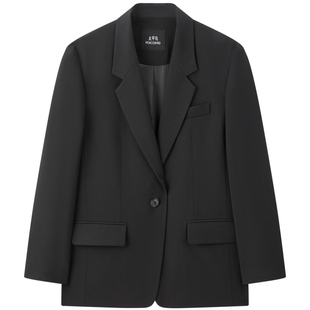 太平鸟纸片人西装平驳领经典廓形仪式感西装外套女挺括羊毛混纺