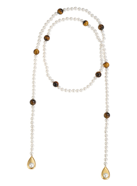 CHEZLOOPS轻奢虎眼石珍珠长链链