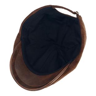 高端品牌灯芯绒鸭舌帽子男秋冬新款经典复古贝雷帽绅士英伦前进帽