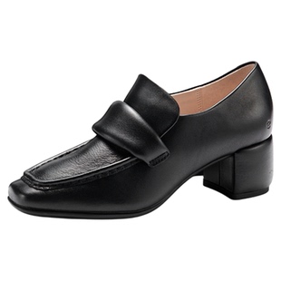 ECCO爱步乐福鞋女鞋 2025新款粗跟增高通勤复古高跟鞋 型塑291903