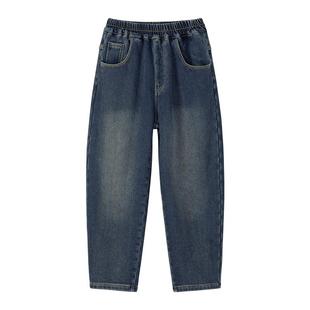 左西童装男童加绒牛仔裤儿童冬季保暖裤子2025新款中大童冬装长裤