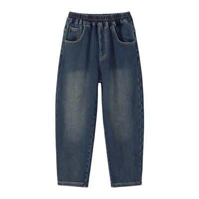 左西男童冬季保暖裤子加绒牛仔裤