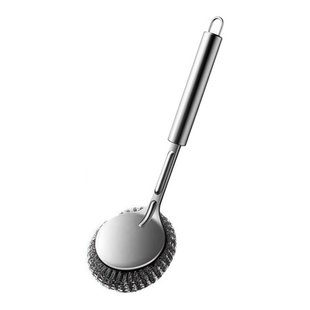 不锈钢锅刷长柄洗锅刷清洁刷子家用大号钢丝球带手柄去污刷锅神器