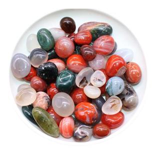 如鸿天然水晶碎石玉髓彩色玛瑙碎石头摆件鱼缸装饰小颗粒玉石