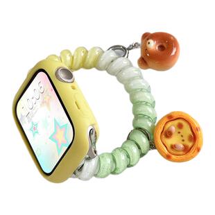 适用于小米手环10pro表带9pro可爱8pro蛋挞电话线弹力绳发圈红米watch5/4腕带春季爆款DIY可爱小鬼腕带通用10
