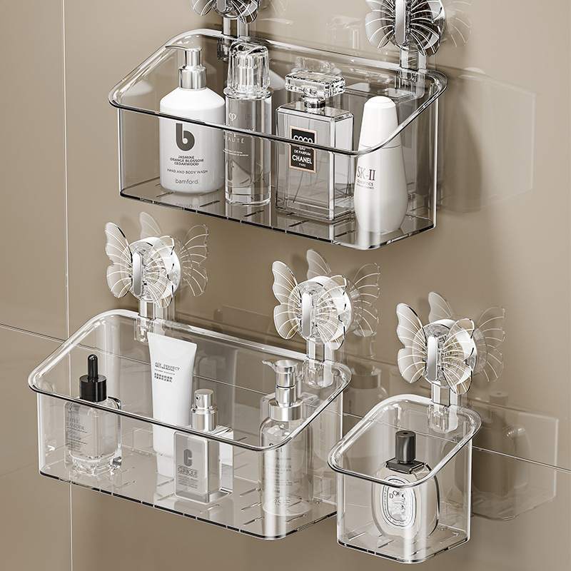 吸盘收纳盒免打孔化妆品卫生间洗漱壁挂式梳妆架收纳浴室台置物架