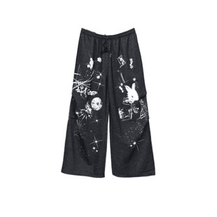 CBXLAB儿童街舞潮牌黑色亮闪兔兔嘻哈长裤爵士舞美式街头hiphop潮