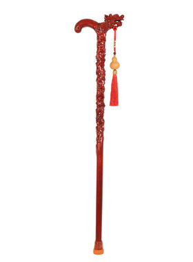 红木雕刻防滑祝寿礼品拐杖老人