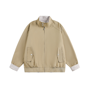 Dream made 美式cleanfit格纹哈灵顿夹克男女春秋季boxy短宽外套