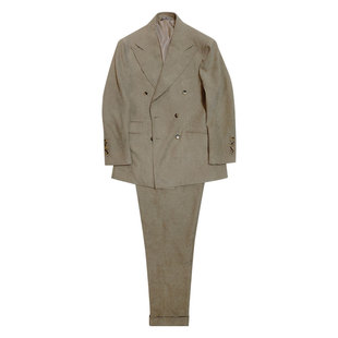 男本白双排扣骑兵呢半麻拿波里那不勒斯量身定做西装西裤西服套装