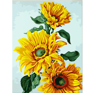 diy数字油画丙烯装饰手工填充粲然画画向日葵花卉油彩画手绘填色