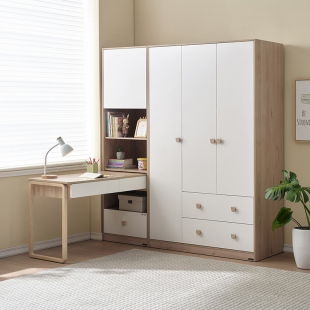 全友家居儿童衣柜书柜一体三门衣柜书桌组合卧室家用收纳储物柜子