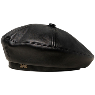 疯帽子 时髦洋气皮质贝雷帽 潮酷八角画家帽子逛街百搭女款25秋冬