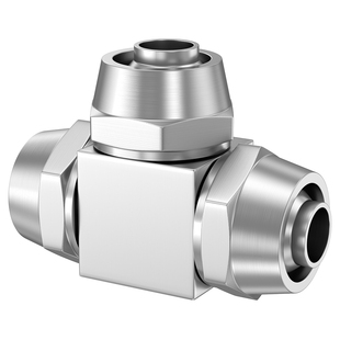 铜镀镍变径快拧三通高压锁母型气动气管快速接头PE4/6/8/10/12mm