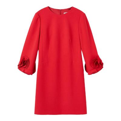 朗姿法式复古赫本风气质短款新年a字裙2025春季新款高级感连衣裙