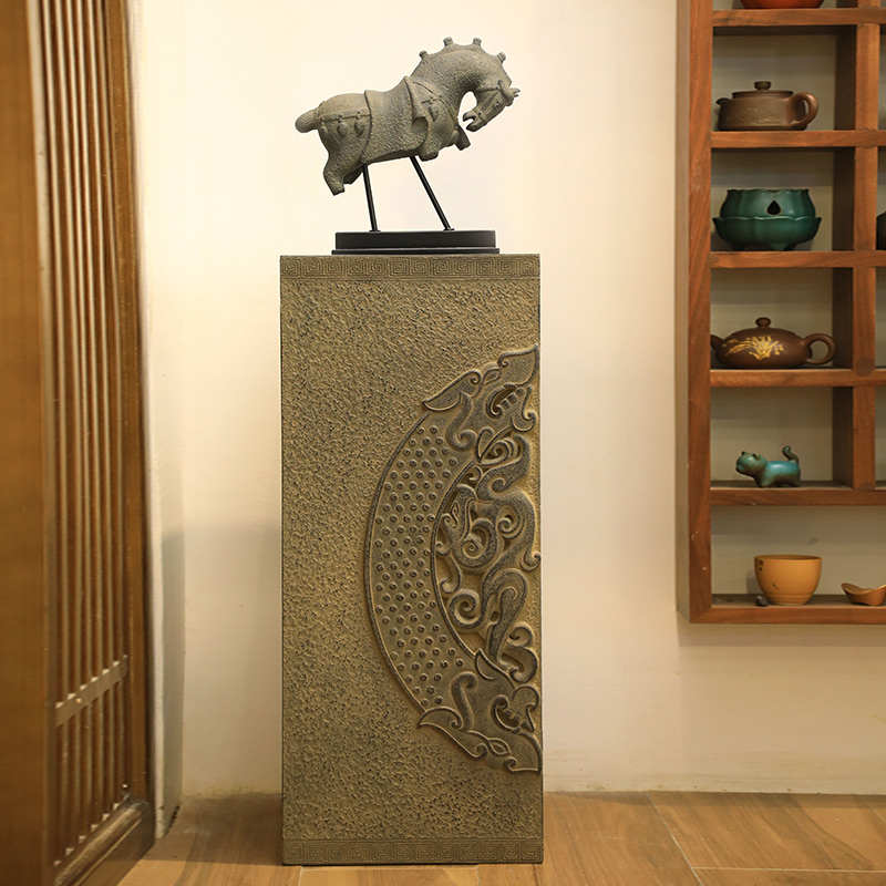 汉韵堂新中式展示柱玄关客厅装饰柱花盆置物底座茶室书房落地柱子