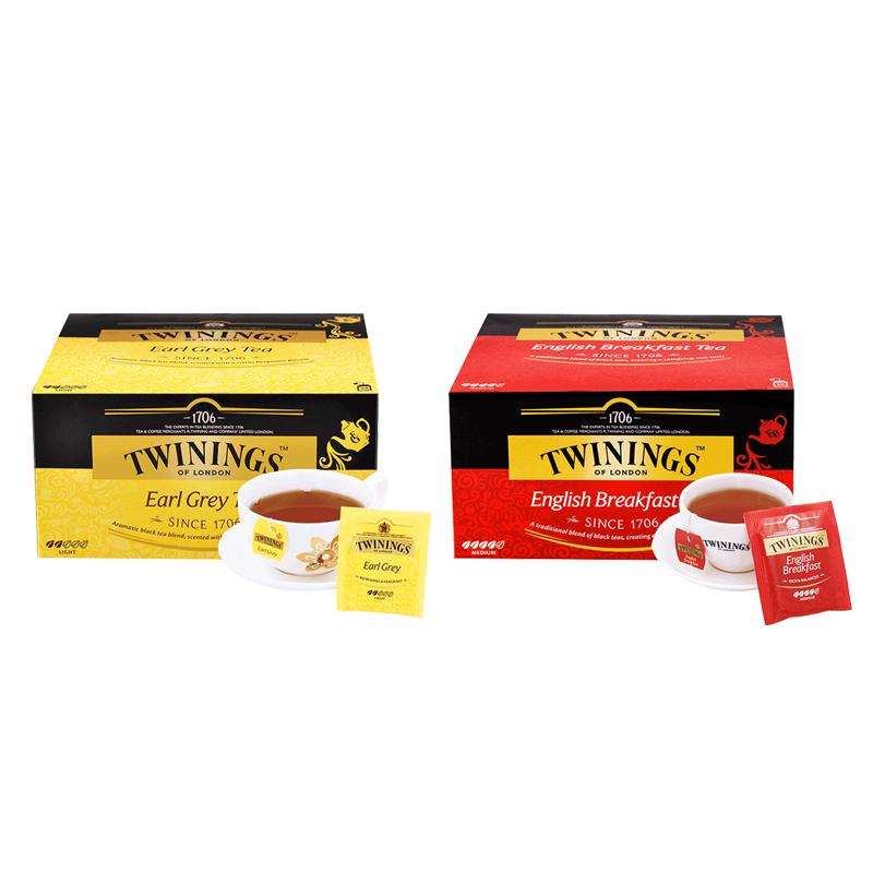 【自营】英国TWININGS川宁进口英式早餐红茶2g*50袋茶包锡兰奶茶