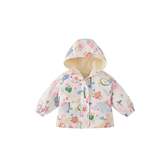 女童三防连帽外套儿童摇粒绒上装女孩加绒保暖衣服秋冬小宝宝童装