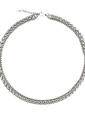 双层叠戴钛钢龙骨项链