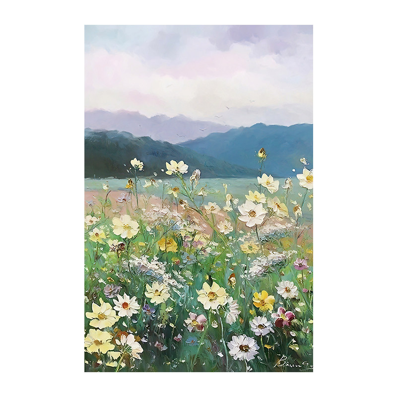 雏菊油画卫生间磨砂玻璃贴膜