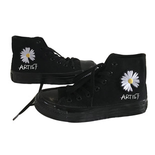 高帮帆布鞋男韩版ins脏脏鞋GD同款小雏菊鞋子男潮鞋高邦板鞋