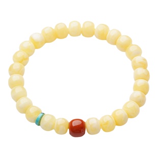 收藏级俄料天然白花蜜满蜜满蜡老型珠蜜蜡手串南红绿松石琥珀手串