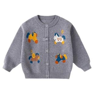 dudujia男童毛衣红色儿童上衣宝宝唐装女童周岁礼服冬季女宝年装