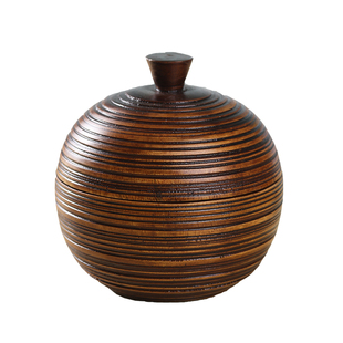 泰国实木质茶叶罐收纳盒家用复古干果糖果零食储物罐创意装饰摆件