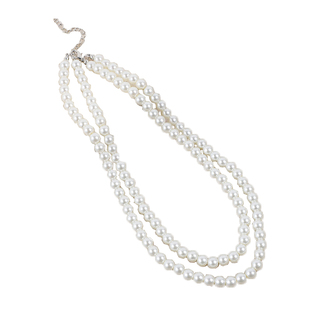 搭配旗袍珍珠项链锁骨链子双层叠戴女毛衣链配饰品中长款颈链156