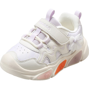 牧童女童鞋甜美儿童运动鞋2025冬季新款小花轻便软底皮面加绒棉鞋