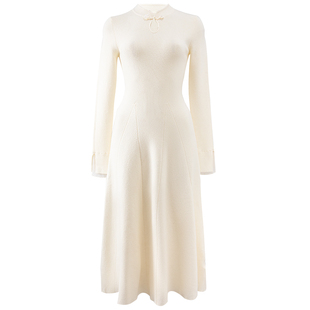 衣纱布菲琴雅2025秋冬装新款新中式盘扣针织连衣裙中国风修身长袖