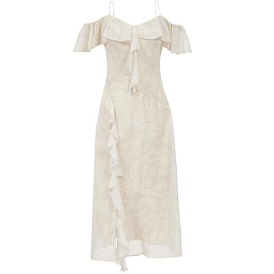 ONLY荷叶边开衩V领细吊带连衣裙