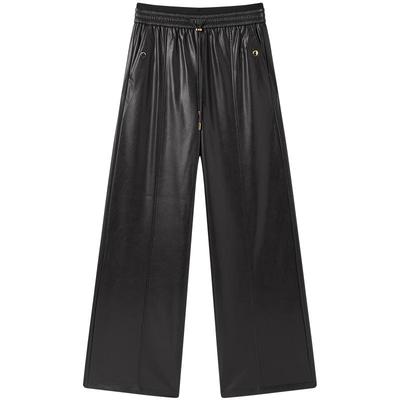 太平鸟女装年冬季款双腰头直筒PU裤A1GBE4277