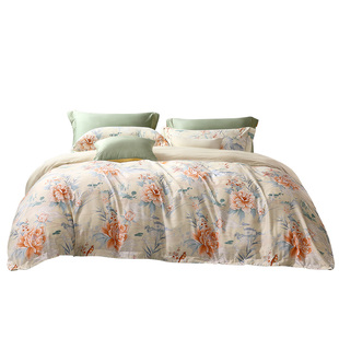 富安娜加厚磨毛四件套60支纯棉全棉被套防尘被罩保暖秋冬季套件