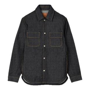 SANDRO2025秋冬男装复古棉质单排扣翻领宽松质感原色长袖牛仔外套