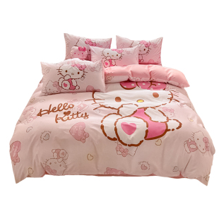 女孩公主风四件套纯棉全棉hellokitty床单被套儿童宿舍床上三件套