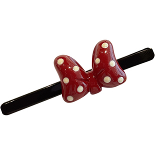 安可拉红波点蝴蝶结碎发刘海发夹女儿童发卡高颜值侧边鸭嘴一字夹