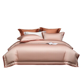 水星家纺100S长绒棉四件套纯棉全棉贡缎床上被套结婚高端轻奢套件