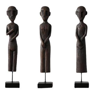 侘寂风创意人物艺术雕塑装饰摆件玄关高级感树脂工艺品民宿软装