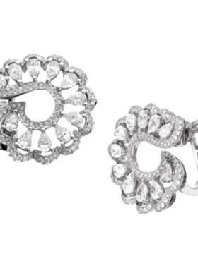 S925纯银水滴花边耳钉